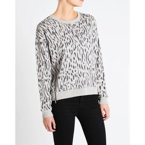 Rails Marlo Sweatshirt Flocked Cheetah Zip Sides Crewneck Pullover